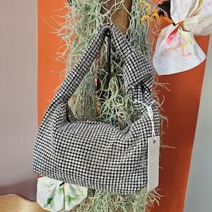 NWT Urban Expressions Purse Handbag Rhinestone Elegant Black and Silver Bag